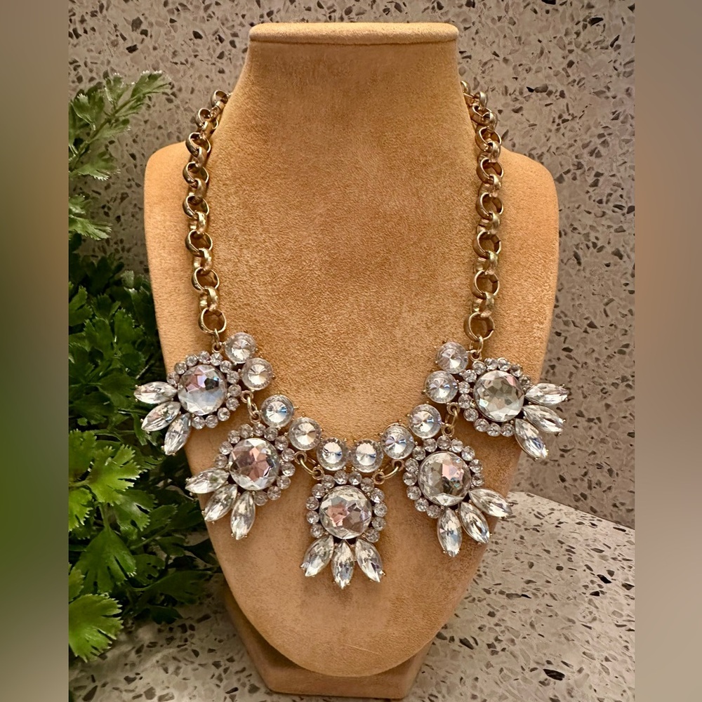 Rhinestone And Acrylic Gem Statement Necklace And… - image 1